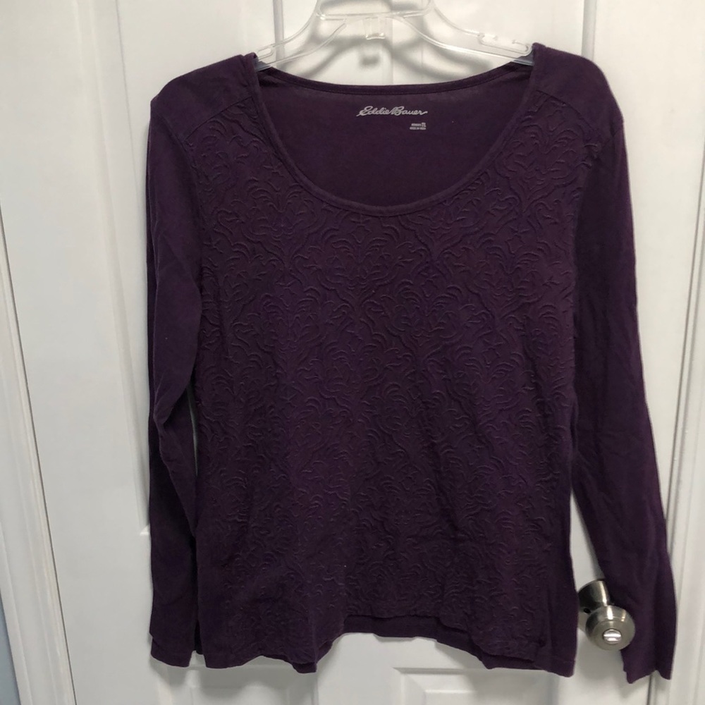 Eddie Bauer Purple Long Sleeve Top Size L Tall